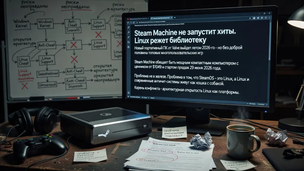 Steam Machine не запустит хиты. Linux режет библиотеку