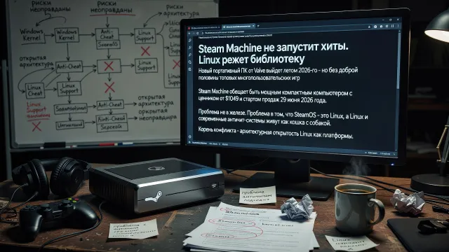 Steam Machine не запустит хиты. Linux режет библиотеку